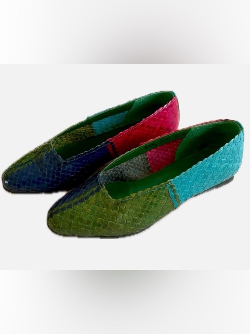 Womens Woven Leather Color Block Flats size 6